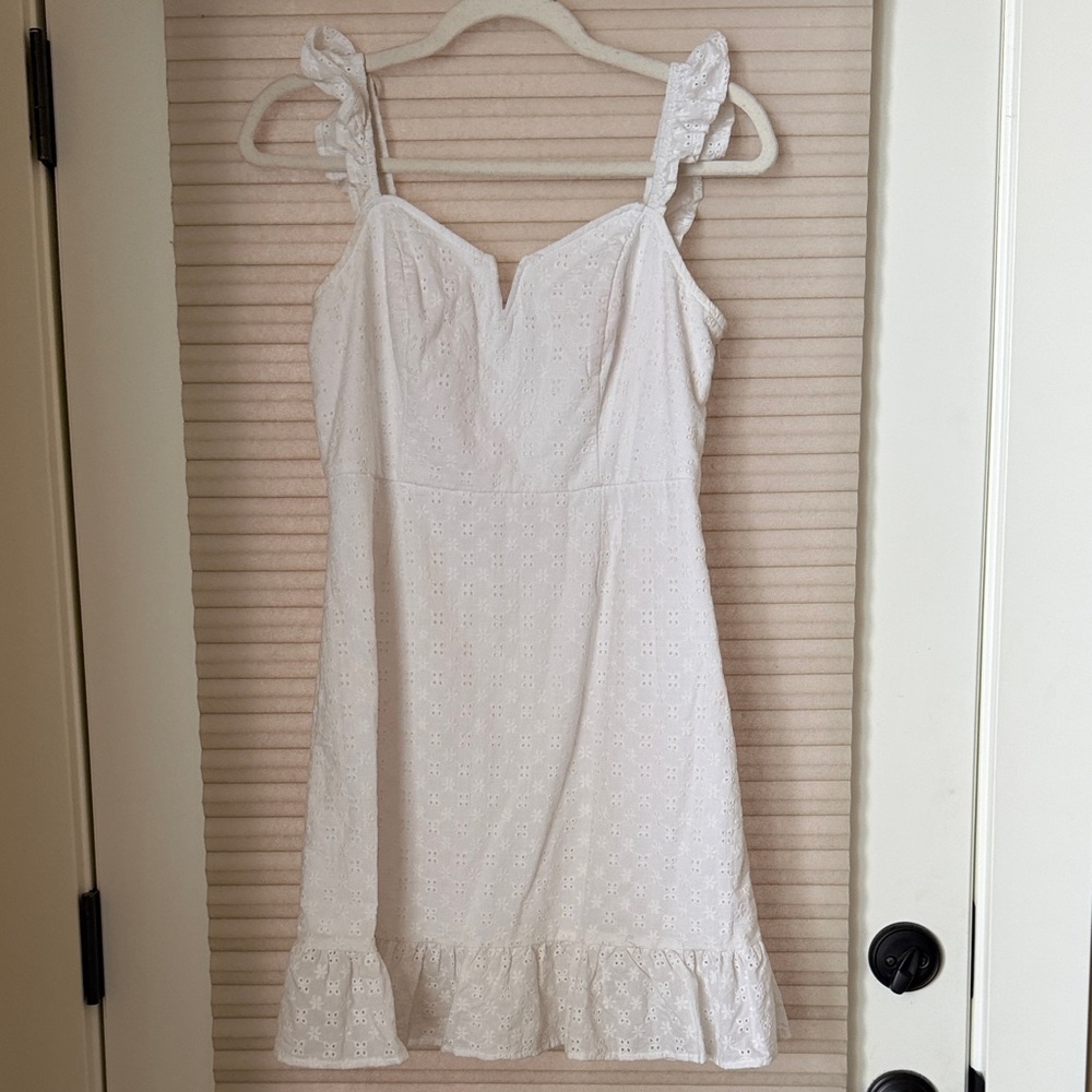 White Eyelet Sundress with Ruffle Hem